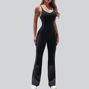 VYRENA Seamless Backless Yoga Jumpsuit | Hip-Lifting Colour Block Gym Bodysuit