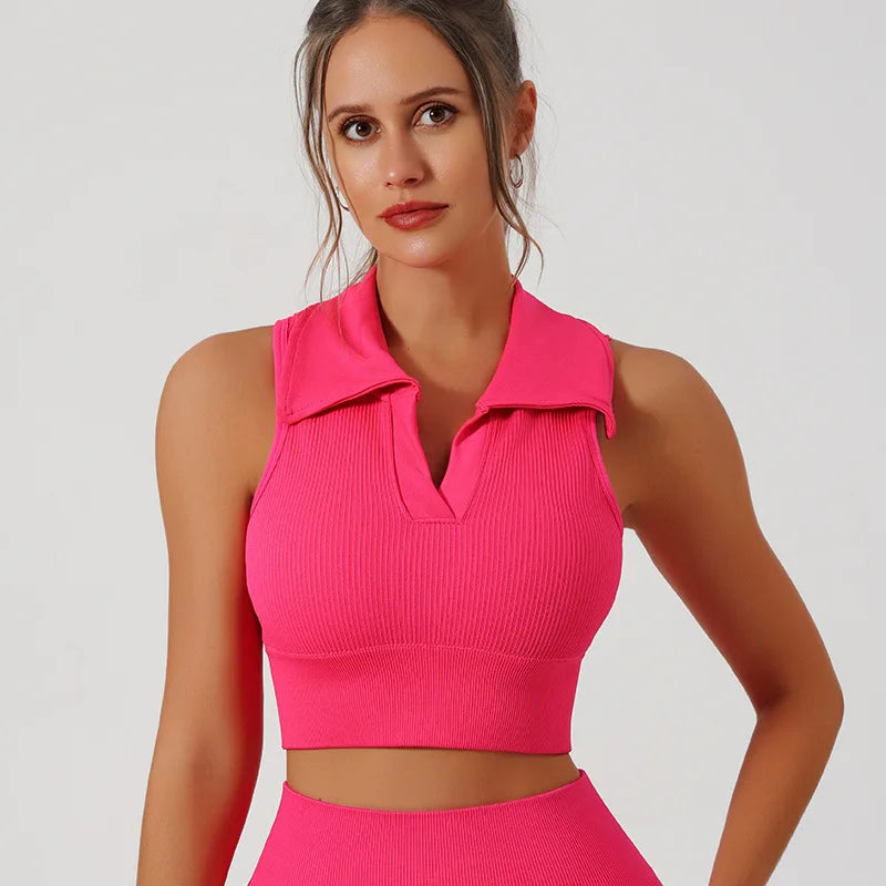VYRENA Plus Size Gym Set — Push-Up Vest Top & Leggings