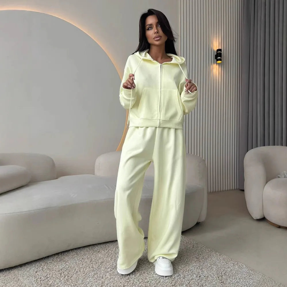 VYRENA Hooded Cardigan Set — Women's 2-Piece Zip Lounge Set