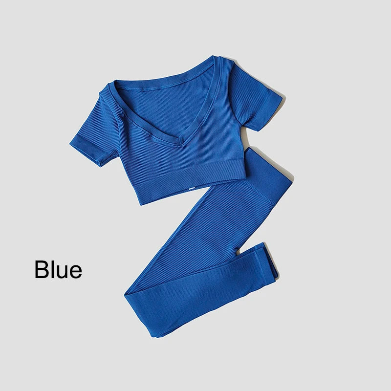 VYRENA Seamless Set — Sports Bra, Crop Top & Leggings