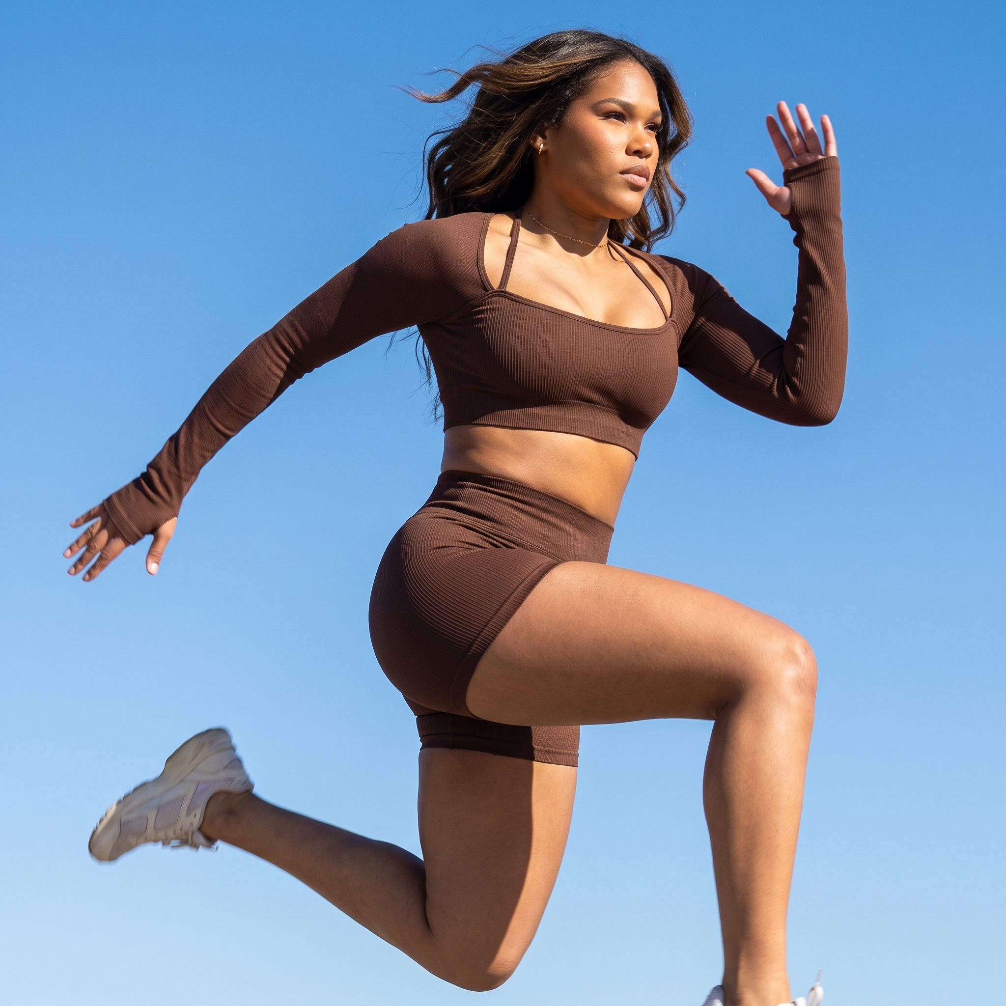 Veronica - Hooded Crop Set - Brown - Jump Outdoor