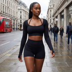 Zuri - Halter Crop Set - Black - Urban Walk London